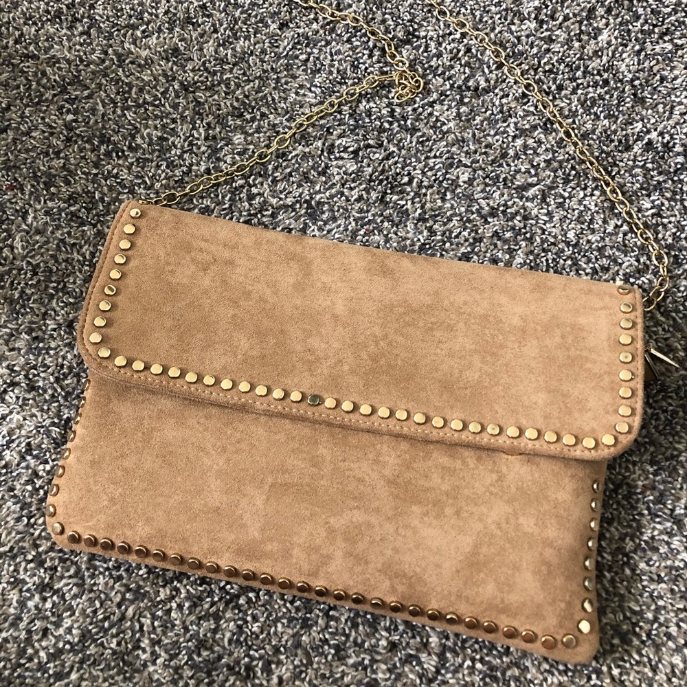 Suede with gold details crossbody